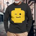 Winking Winky Face ミニフィグ ブリックトイtシャツ 長袖Tシャツ 高齢者への贈り物