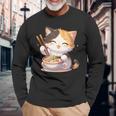 わがまま猫 ねこ ラーメン好き かわいい おもしろ マンガ 長袖tシャツ 長袖Tシャツ 高齢者への贈り物