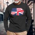 アメリカの国旗-ユニオンジャック-イギリスの国旗 Usa Flag Union Jack Uk Flag 長袖Tシャツ 高齢者への贈り物