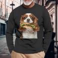 キャバリア・キング・チャールズ・スパニエル・バーガー 長袖Tシャツ 高齢者への贈り物