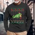 サンタ T-Rex 食べるトナカイ恐竜 アグリークリスマスセーター 長袖Tシャツ 高齢者への贈り物