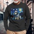 バン・ゴッホ 星月夜ミニチュア・シュナウザー 長袖tシャツ 長袖Tシャツ 高齢者への贈り物