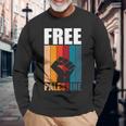 パレスチナ人のためのフリーパレスチナのレトロなビンテージデザイン 長袖tシャツ 長袖Tシャツ 高齢者への贈り物