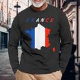 フランスの地図の中のフランス国旗tシャツ 長袖Tシャツ 高齢者への贈り物