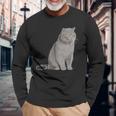 ブリティッシュショートヘアの猫 長袖tシャツ 長袖Tシャツ 高齢者への贈り物