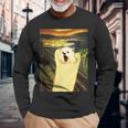 ポメラニアン 面白いtシャツ 犬 ムンクの叫び かわいい メンズ 子供 おもしろ 服 グッズ ネタ わんこ 長袖Tシャツ 高齢者への贈り物