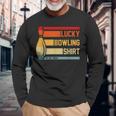 ラッキーボーリングシャツ おもしろボーリングトーナメントボウラーヴィンテージ 長袖Tシャツ 高齢者への贈り物