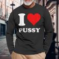 レッドハート I Love Pussy 長袖Tシャツ 高齢者への贈り物