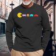 レトロヴィンテージ80年代アーケードゲームインベーダーマッシュアップ 長袖Tシャツ 高齢者への贈り物