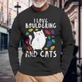 ロッククライミングホールズ クライマー キュート I Love ボルダリングと猫 長袖Tシャツ 高齢者への贈り物