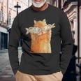 ヴィンテージ かわいい 面白い 猫 2匹の魚が目についた 恋人 気まぐれな 長袖Tシャツ 高齢者への贈り物