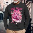 乳がん Her Fight Is Our Fight 乳がんグローブ 長袖Tシャツ 高齢者への贈り物