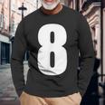 数字 8 数字 8 プレーン 白 数字 長袖Tシャツ 高齢者への贈り物