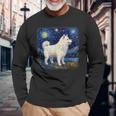 星月夜の犬 ヴァン・ゴッホ サモエド 長袖Tシャツ 高齢者への贈り物