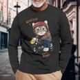 猫 バイク オートバイ おもしろ ねこ ライダース バイカー 面白い ネコ 長袖tシャツ 長袖Tシャツ 高齢者への贈り物