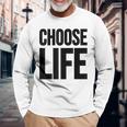 Choose Life 前面と背面の両面デザイン 長袖Tシャツ 高齢者への贈り物