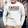 Fargo City レトロ ヴィンテージ ストライプ ギフトとお土産 長袖Tシャツ 高齢者への贈り物