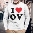 I Heart Ov Initials I Love OV First And Last Name O 長袖Tシャツ 高齢者への贈り物