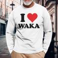 I Heart Waka ファーストネーム I Love パーソナライズ 長袖Tシャツ 高齢者への贈り物