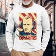 Johannes Brahms クラシック音楽の作曲家 レトロ調 長袖Tシャツ 高齢者への贈り物