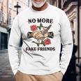 No More Fake Friends 伝統的なタトゥーインク オールドスクール エッジー 長袖Tシャツ 高齢者への贈り物