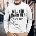 Will You Marry Me Wedding おもしろプロポーズ 長袖Tシャツ 高齢者への贈り物