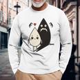 かわいい影モンスター コントラスト イラスト 長袖tシャツ 長袖Tシャツ 高齢者への贈り物