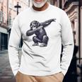 サングラスをかけたダブダンスを踊るチンパンジー猿 長袖Tシャツ 高齢者への贈り物
