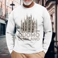 ドゥオーモ・ディ・ミラノ大聖堂のイラスト 長袖Tシャツ 高齢者への贈り物