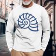 海のユーモア シンプルでミニマルな貝殻 貝殻 長袖Tシャツ 高齢者への贈り物