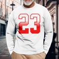 白赤番号 23 スポーツチーム 長袖Tシャツ 高齢者への贈り物