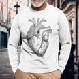 解剖学的に正しい人間の心臓tem Aorta Cardio 長袖Tシャツ 高齢者への贈り物