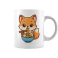 かわいいキツネを食べるラーメンかわいい動物アート コーヒーマグ