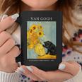 面白いゴッホ風変わりな猫とひまわりの花瓶パロディアート コーヒーマグ 面白い贈り物