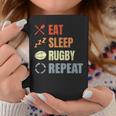 食べる寝るラグビーリピートラグビーコーチチームスポーツ コーヒーマグ 面白い贈り物