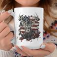 Buck White Tail Deer Hunting Hunter Distressed American Flag Coffee Mug Personalized Gifts
