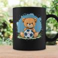 サッカーボール付きのかわいいテディベア コーヒーマグ ギフトのアイデア