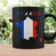 フランスの地図の中のフランス国旗tシャツ コーヒーマグ ギフトのアイデア