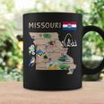 ミズーリ州のランドマーク、主要都市、道路、旗の地図 コーヒーマグ ギフトのアイデア