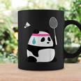 疲れきったバドミントンパンダ 面白いかわいいシャトルコック動物 コーヒーマグ ギフトのアイデア