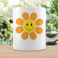 オレンジ70年代レトロファンキーフラワー、イエロースマイルフェイス コーヒーマグ ギフトのアイデア
