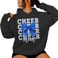 Cheer Mom Blue Bow Cheerleader Competition Game Day Women Hoodie