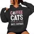Coffee Cats And Bass Guitars ベースギタリスト 猫とコーヒー 長袖tシャツ レディースパーカー