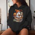 Cute Ghost Reading Book Lovers Autumn Fall Halloween Ghost Women Hoodie Gifts for Her