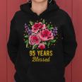 95歳 祝福されたかわいいバラの花 95歳 95歳の誕生日 レディースパーカー