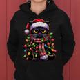 Brontolo Gatto Neroestito Natale Gatto Papà Mamma Natale Felpa con cappuccio da donna