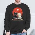 Cute Cartoon Cats Eating Sushi With Japanese Sun Sweatshirt Gifts for Old Men