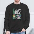 Frog Fully Rely On God 面白いレトロラブハートカエル愛好家 長袖tシャツ スウェットシャツ 高齢者への贈り物