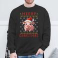 Pig Christmas Ugly Sweater Santa Hat Pig Lover Xmas Sweatshirt Gifts for Old Men