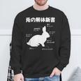 うさぎの解体新書 ウサギ好き うさぎ好き うさぎの飼い主 おもしろ かわいい うさぎ 兎 ウサギ スウェットシャツ 高齢者への贈り物